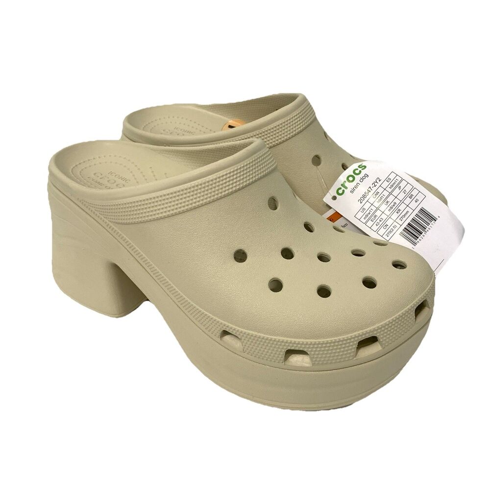 Crocs Siren Clog Bone Women's 11 Slip On Heel Chunky Platform Cream New